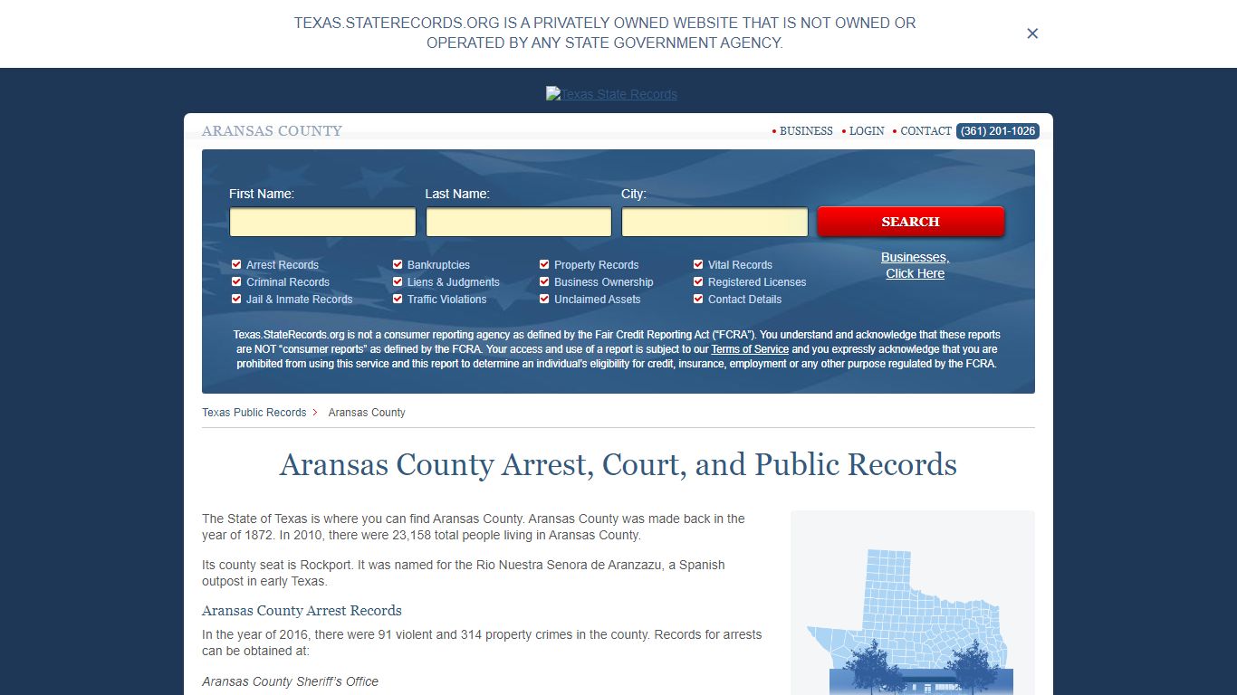 Aransas County Arrest, Court, and Public Records